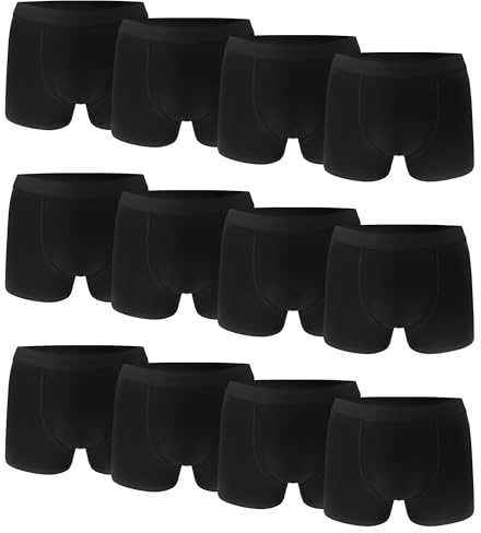 Lakpoau Boys Boxer Shorts 12 Pack Boy's Boxers Underwear Cotton Boys Boxers with Elastic Waistband - Boxer Briefs Underpants 13-14 Years, Black