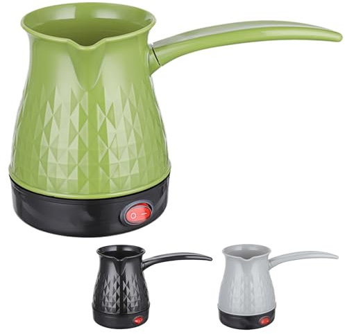 Quick-heating Electric Coffee Pot 500 Ml, Stainless Steel Electric Turkish Coffee Maker, Portable Coffee Pot with Automatic Switch-off Protection And Removable Handle,Green