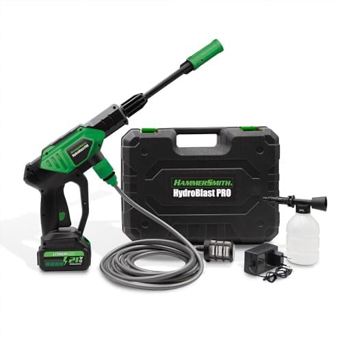 Hammersmith HydroBlast PRO - Das Original aus dem TV - Druckpistole - Akku Druckreiniger für Gartenschlauch - 5m Reichweite - Waschpistole ohne Kabel - Autowaschpistole - 13 bar