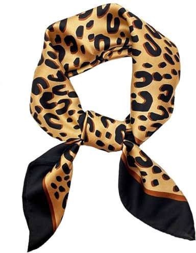 Hioyiwes Kopftuch, quadratisch, Seidenschal, modischer Satin-Schal für Haare, Strand, Kopftuch, Damenschal, modisch, A4-Leopardenmuster (69,5 x 69,5 cm), 27.5