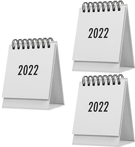 3 Stück 2022 Mini Tischkalender Stehtischkalender Mini-Kalender 2021-2022 Kleiner Tischkalender 2022 Dekorationen für Zuhause Klein 2022 Kalender Notizen Weiß Büro Papier Perlglanz