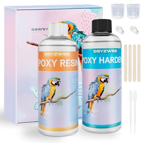 Epoxidharz Set, DSYZWEE 540ML/18oz Epoxidharz mit Härter, Kristallklares Epoxy Gießharz, Anfänger 1:1 Epoxy Resin Glasklar Harz Gießen Set für Kunstgießharz, Schmuck