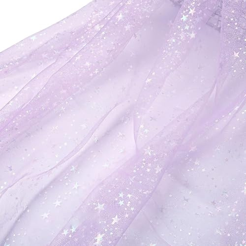 Tüllstoff, 160 CM Breit Glänzender Tüll, Stoff mit Sternenmuster, Stoff, die für die Herstellung von Prinzessinnenkleidern, Kleidern, Schleifen Geeignet Sind (Helllila)