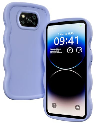 XINYEXIN Funda para Xiaomi Poco X3 Pro/Xiaomi Poco X3 NFC, Carcasa Marco de Ondas Forma Rizado Linda Silicona Líquida Antigolpes Bumper Case Cover - Violeta