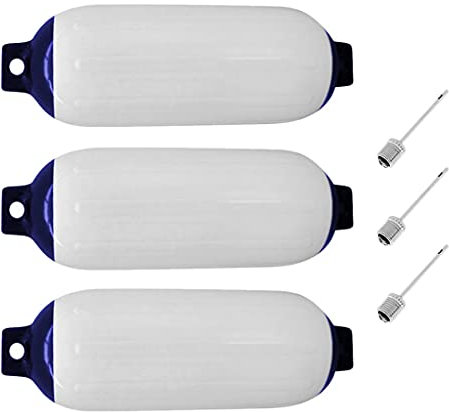 MAKIVI Bootsfender, aufblasbar, 3-teilig, PVC, für Boote, Segelboote, Cuddy, etc. (4,5 x 16 Zoll)
