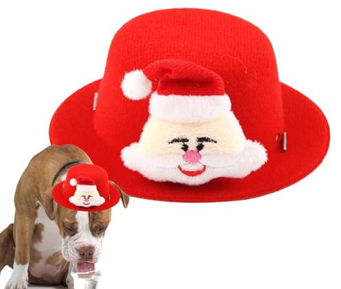 Tioheam Weihnachts-Hundemütze, Haustier-Nikolausmütze | Santa Elch Design Weihnachtsmützen für Katze | Weihnachtsoutfit für Hunde, Weihnachtsmütze für Katzen und Hunde, bequem für Katzen und Hunde,