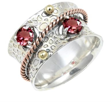 Rosa tormalina allevato in laboratorio gemma Spinnerring Uomini e Donne Spinnerring 925 Anello di meditazione gioielli TSR1214AR_7 (53 (16.9)), 13 (16,9), metallo prezioso Gemma, Tormalina rosa