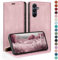 HUOUH for Samsung Galaxy A05S Wallet case with RFID Blocking PU Leather,Flip Folio Book covers,Credit Card Holder Shockproof Phone case Women Men for Samsung A05S case Pink