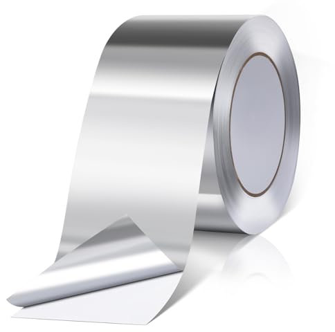 AiQInu Nastro Adesivo Alluminio 75mmx50m,Nastro Sigillante Impermeabile e Resistente al Calore per Condotti d'aria Alte Temperature,Isolamento e barriera al vapore per lavastoviglie, scarichi
