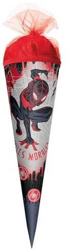 ROTH Schultüte, Marvel Spiderman (Miles Morales), 50 cm, rund, Tüllverschluss