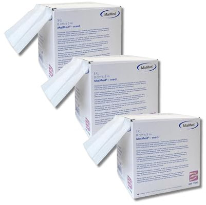 ANCEVIA Set - 3x MaiMed med Pflaster Rolle 8cm x 5m | Elastisches Wundpflaster für sensitive Haut | Weißes Heftpflaster mit starker Klebekraft | Vorteilspack für Zuhause & Praxis