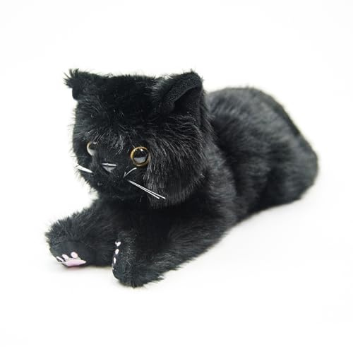 RLOMUTE 15.7Zoll Plüsch Katze Kuscheltier Schwarze Katze Kuscheltier Realistisches Kätzchen-Stofftier Spielzeug weiches kuscheliges für Gastgeschenke Begleiter Schlafzimmer Auto Heimdekoration