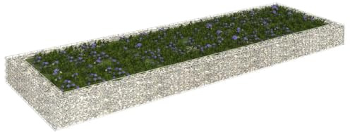 Aiuola rialzata per gabbioni, in metallo, per piante, per ristoranti, caffetterie, cortili, giardini, in acciaio zincato, 300 x 100 x 20 cm