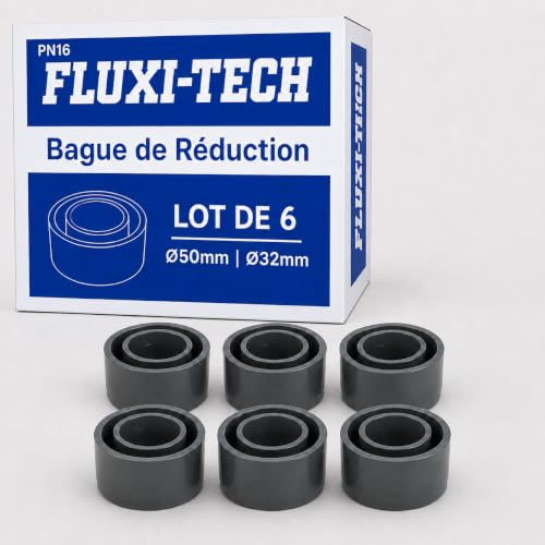 FLUXI-TECH - Bague de Réduction en PVC PN16 Lot de 6 pièces (50mm | 32mm)
