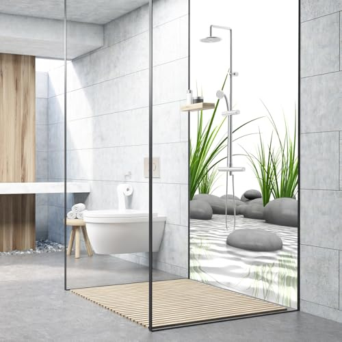 dedeco 1tlg. Duschrückwand Zen V1 90x200cm Aluminium 3mm classic | Wasserfeste Duschrückwand, Alu-Verbundplatte classic – fugenlos, pflegeleicht, Fliesenersatz, Made in Germany
