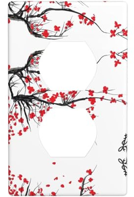 Poezjzw Wandplattenabdeckung mit japanischem Kirschbaum-Muster, dekorative Wandplatte, Größe 11,4 x 7 cm, für Wohn- und Gewerbebereiche