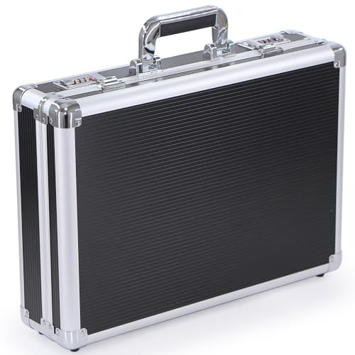 Buyineast Aktentasche Laptoptasche Attache Case Dokumententasche mit Doppelzahlenschloss Koffer für Geschäftsreisen Schwarz (groß)