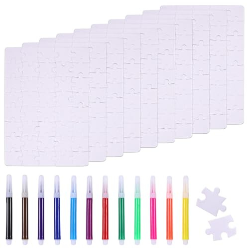 10 Stück DIY Puzzle Selbst Gestalten, Puzzle Blanko15x20cm, Holzpuzzle zum Bemalen Puzzle Personalisiert, Selbst Gestalten für Mitgebsel Geburtstag und Party Gastgeschenke