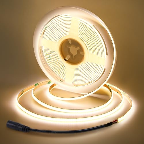 BERIXDEEP 5mm COB LED Streifen 12v 5m, 400LEDs/m, 4000k, Ohne Netzteil | Naturweiß LED Strip Dimmbar, Durchgehend Licht für Kleiderschränke, Küchenschrank, Wohnwand, 10w/m, 90lm/w, CRI 92