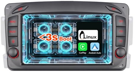 Radio Coche Wireless CarPlay Android Auto, Sistema Linux Radio Am/FM/RDS BT 5.0 con Pantalla Táctil Mando Volumen Físico, Arranque Rápido Plug and Play para Mercedes Benz C/CLK/G Klasse W203W209 W463