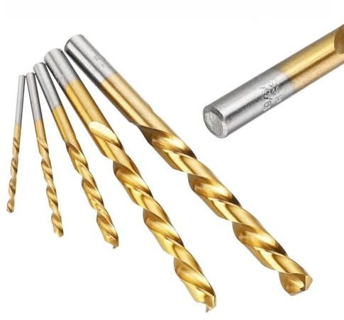 Helilyco Left Hand Drill Bits 10 Pcs Set with Straight Shank, HSS Gold Coated, 2-7.5mm (2mm 2.7mm 4mm 6mm 7.5mm) for Electric Drills Reversal Applications