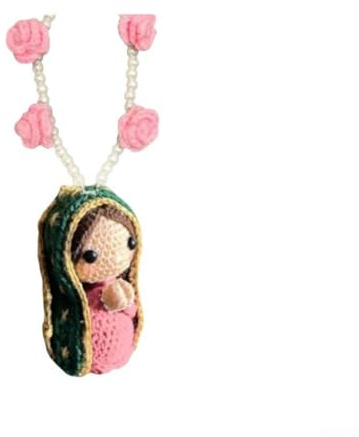 BlesConi Handgefertigte Jungfrau Maria Statue für Auto – gehäkelte religiöse Figur Armaturenbrett Dekor mit spirituellem Segen, 8 cm (Modell B)