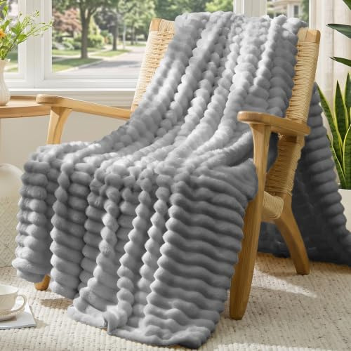 Vielit Kuscheldecke Flauschig,Ultral Weiche Kuscheldecke 150x200 XL-Leichte Atmungsaktiv Wohn- & Kuscheldecken, Tagesdecke & Sofadecke überwurf, Pflegeleicht Cord Decke für Zimmer Deko, Grau