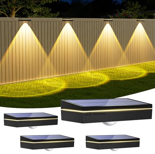 Giliwosy Solarlampen für Außen Garten mit 3 Farbtemperaturen,IP65 Wasserdicht Solar Zaunleuchten für Außenwande Gartenzaun Treppen und Terrassen-4 Stück