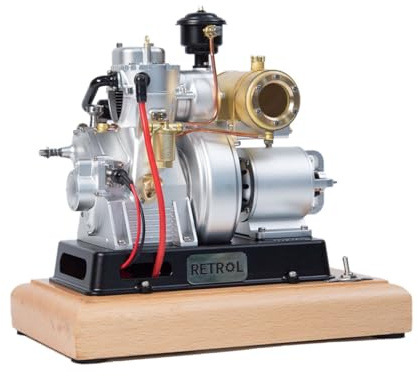 Retrol×OKMO Moteur à essence monocylindre 4 temps de type 185 avec allumage et refroidissement à air pour tracteurs amateurs (version RTR)