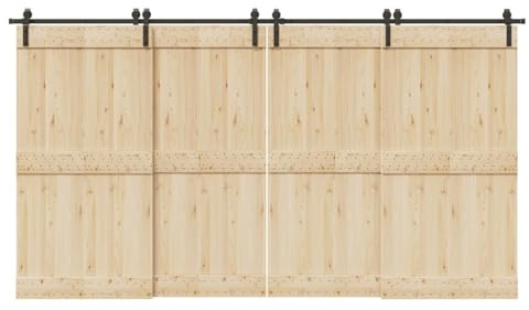 400 cm Schiebetürbeschlag-Set, Robustes Pulverbeschichtetes Stahl Schienensystem für Scheunentor, Leise Gleitrollen, Innenbereich Holz Kleiderschrank, Schwarz