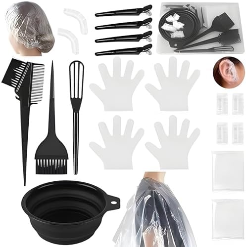 YAOYYG 18 Piezas Kit Herramientas de Tinte para Coloración Cabello | Accesorios de Pelo Tinte, Herramientas de Tinte con Tazón de Teñir, para Salón Bricolaje, Kit de Pelo Tinte