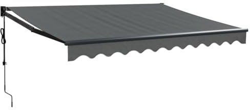 Tenda da sole elettrica con braccio articolato, antracite, 3 x 2,5 m, con telecomando e manovella, tenda da sole retrattile per terrazza in alluminio verniciato a polvere con tessuto trattato in PU