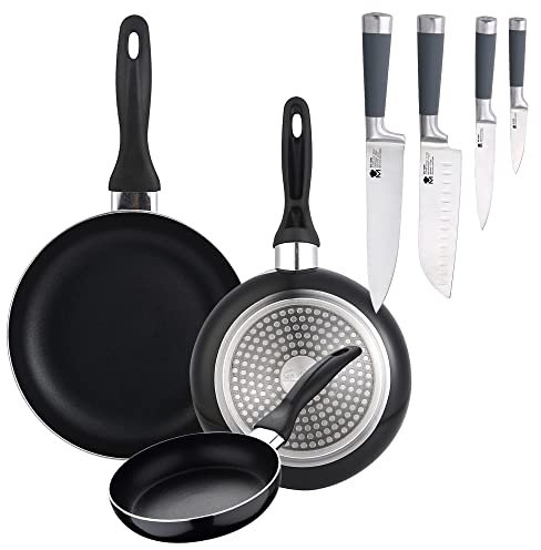 San Ignacio Juego de Sartenes y Utensilios de Cocina, Acero Inoxidable, Negro, 24 cm