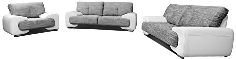 mb-moebel Polstergarnitur Sofa Set 3er & 2er & Sessel 3-2-1 Wohnlandschaft 3-Sitzer und 2-Sitzer Möbel Set - LORENTO (Weiß)