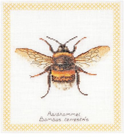 Thea Gouverneur - Counted Cross Stitch Kit - Bumble Bee - Aida - 16 Count - Embroidery Kit for Adults - DMC Embroidery Threads and Other Cross Stitch Supplies Included - 3018A