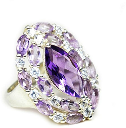 Jewelryonclick Mixte Argent 925 Argent Marquise Violet Amethyst