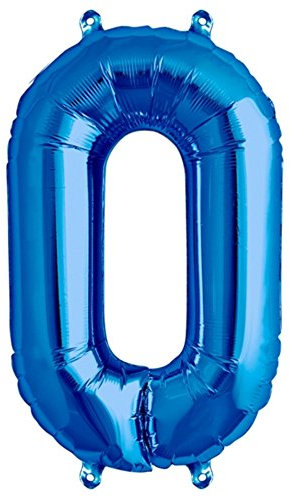 ballonfritz® Ballon Zahl 0 in Blau - XXL 40/102cm - Folienballons für Luft oder Helium als Geburtstag, Jubiläum, Hochzeit oder Abschluss Geschenk, Party Dekoration oder Überraschung