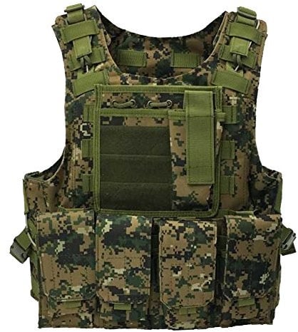 QMFIVE MOLLE RRV Assault Combat Weste mit Beutel/Traning Schutz Sicherheitsweste für Taktische Jagd Airsoft Outdoor(BK) (AOR2)
