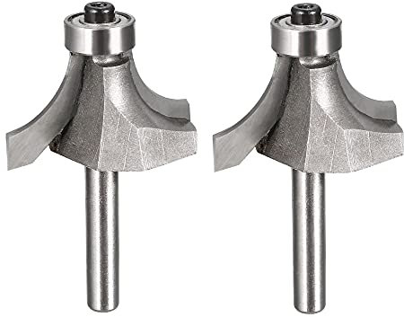 sourcing map Router Bit 1/4 Shank1 Inch Cutting Dia Round Over Corner 2 Flutes Tungsten Steel for Woodworking Milling Cutter Tool 2pcs