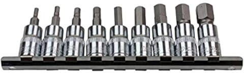 US PRO 3385 Lot de 9 douilles hexagonales 3/8 SAE/impérial hexagonale Argenté