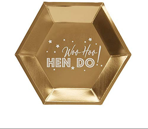 Neviti 776100 Woo Hoo Hen Do-Paper Plate-8 Pack, Gold, 27 x 27 x 0.5
