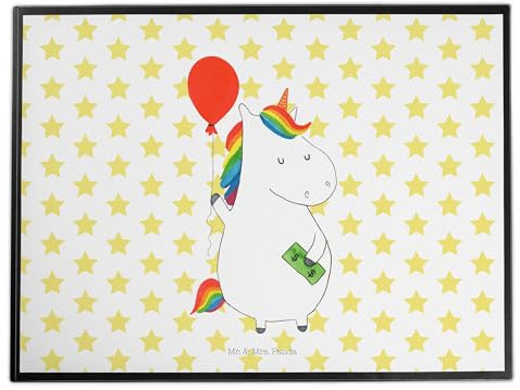 Mr. & Mrs. Panda Schreibunterlage Einhorn Luftballon - Geschenk, Freude, tischauflage, Unicorn, Schreibtischauflage, Freundin, Schreibtisch Unterlagen, Geld, schreibtischunterlagen, tischpad