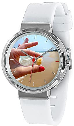 Speedwatch - Montre Personnalisée avec Une Photo- Gravure du nom ou Message Personnalisable au Dos – Personnalisation de l’écrin – Modèle Mixte. (Blanc)