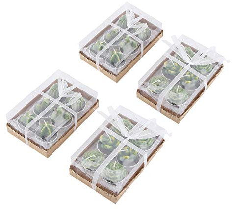 24 Stücke Kaktus Teelicht Mini Kaktus Teelicht Kerzen Flammenlose Home Sukkulente für Party Hochzeit Spa Dekoration Geschenke