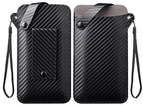 DFV mobile - Holder Ultra Lightweight Belt Case with Snap Fastener for Intex Aqua Ring - Carbon Fiber