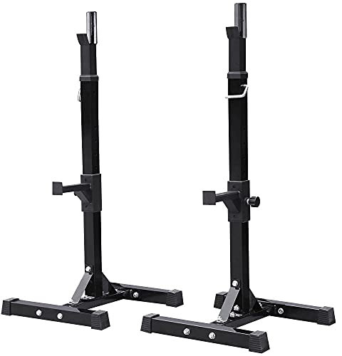 Yaheetech Coppia Rastrelliere Porta Bilancieri Supporti per Bilanciere Max 250 kg Squat in Acciaio Altezza Regolabile 2 Pezzi