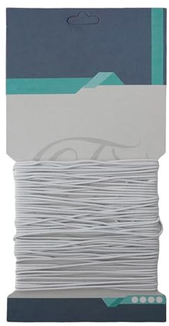 Trimming Shop Filo da Cucito Elastico Largo Bianco da 2 mm per arricciare - di 3 Metri di Cavo Elastico - Corda Elastica per la Realizzazione di Gioielli e Abbigliamento