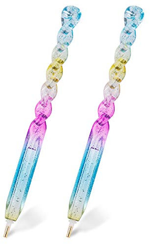 Stylo de Forage de Peinture Au Diamant Spirale Colorée Outils de Peinture Diamant pour Nail Art Diy Décoration 2 Paquets