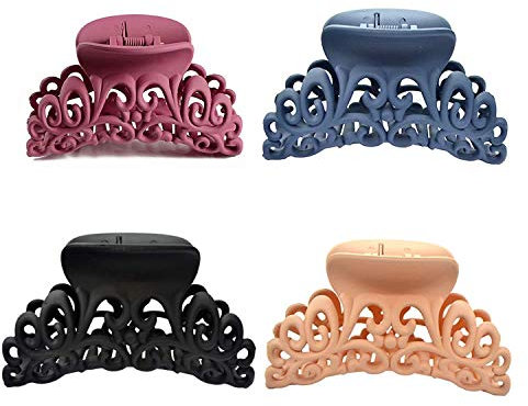 4 Stück Haarklammer Haar Clip Haar Spangen Rutschfeste Haarnadel Haargreifer Acryl Haargreifer Stil Haarklauenclips Haarzubehör für Dickes Haar Feines Haar Damen(Blau Schwarz Rosenrot Khaki)