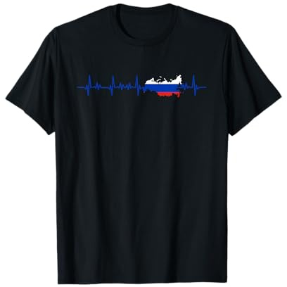 Herzschlag Russische Flagge Geschenk Russland T-Shirt